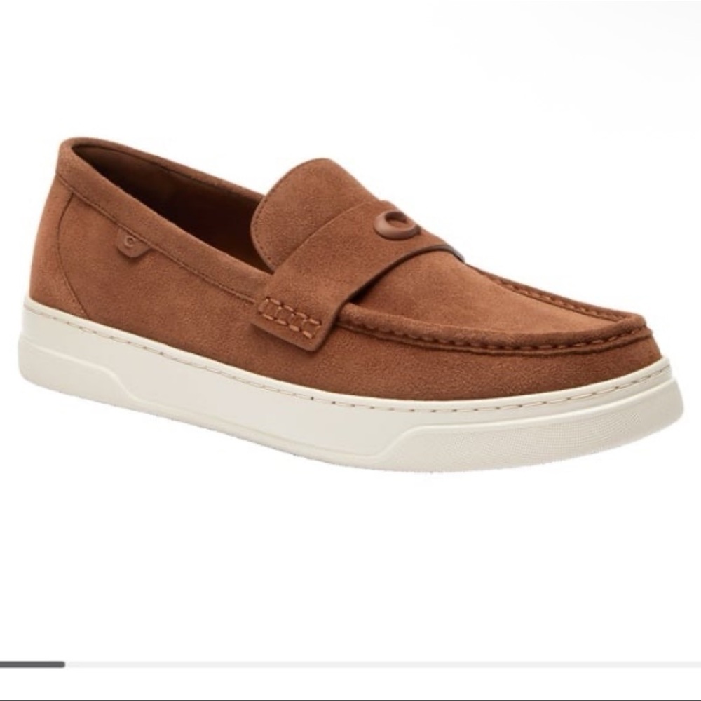 Coach Brown Suede Slip-On with tan sole hybrid loafers